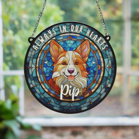 Corgi Memorial Stained Glass Effect Suncatcher